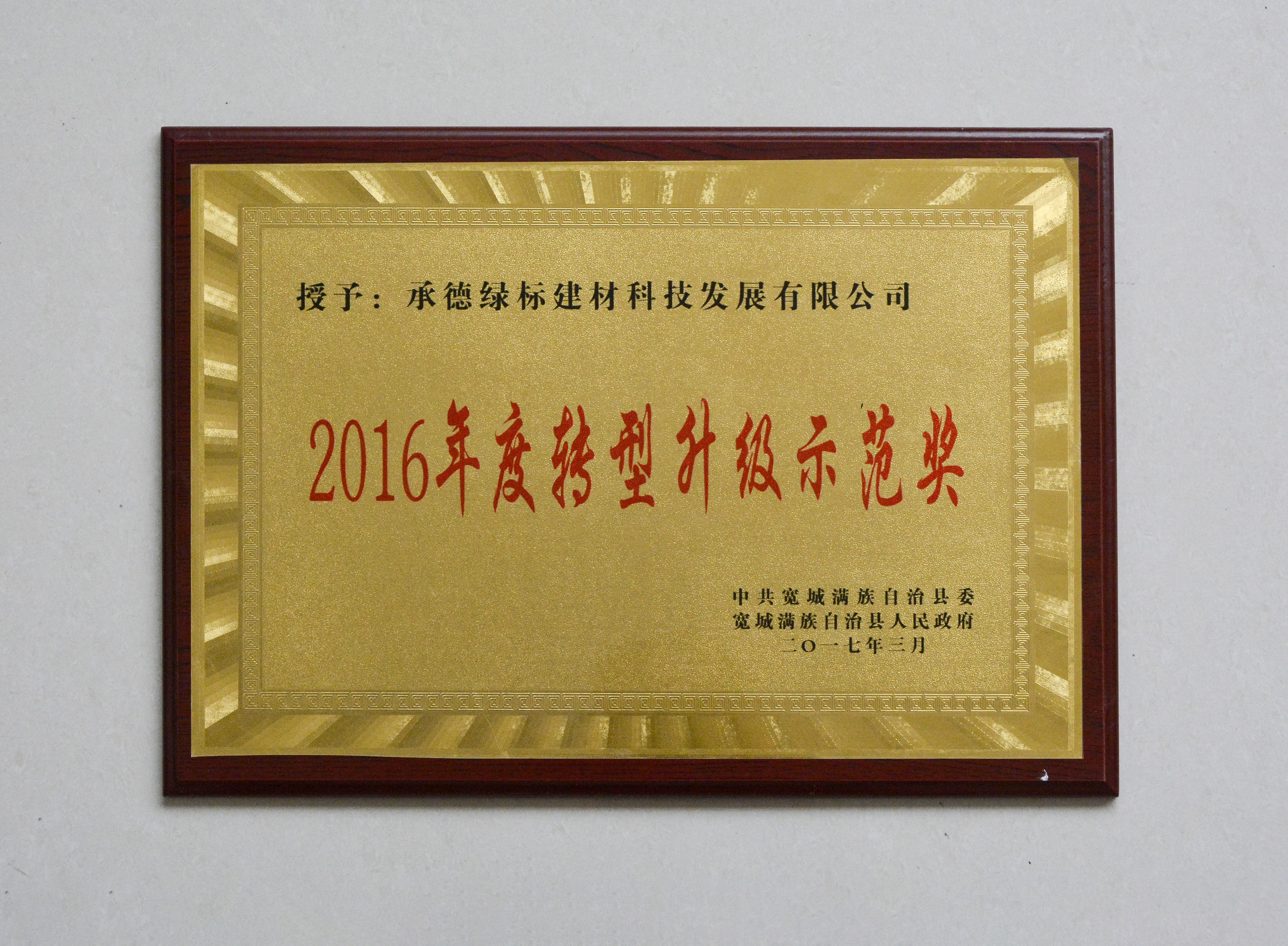 2016年度转型升级示范奖